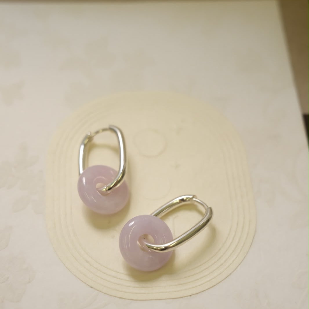 Lavender Jade Ear Hoops - OON Jewellery 