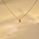 Yellow Triangle Jade & Freshwater Pearl  Necklace