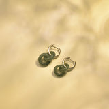 Green Hoop Jade Earrings