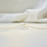 White Cuboid Jade & Herkimer Diamond Necklace