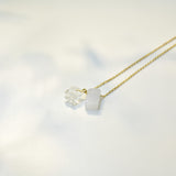 White Cuboid Jade & Herkimer Diamond Necklace