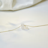 White Cuboid Jade & Herkimer Diamond Necklace