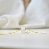 White Cuboid Jade & Herkimer Diamond Necklace