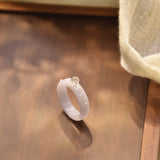 Purple Jade with Herkimer Diamond & Freshwater Pearl Ring - OON Jewellery 