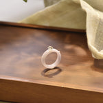 Purple Jade with Herkimer Diamond & Freshwater Pearl Ring - OON Jewellery 
