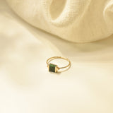 Green Gradient Square Little Devil Jade Ring