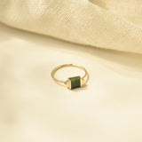 Green Gradient Square Little Devil Jade Ring