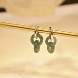 Green Hoop Jade Earrings